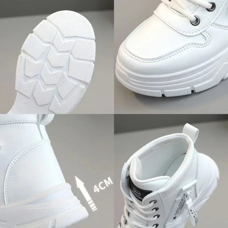 Botas de aumento de altura para mujer, Zapatos con cordon...