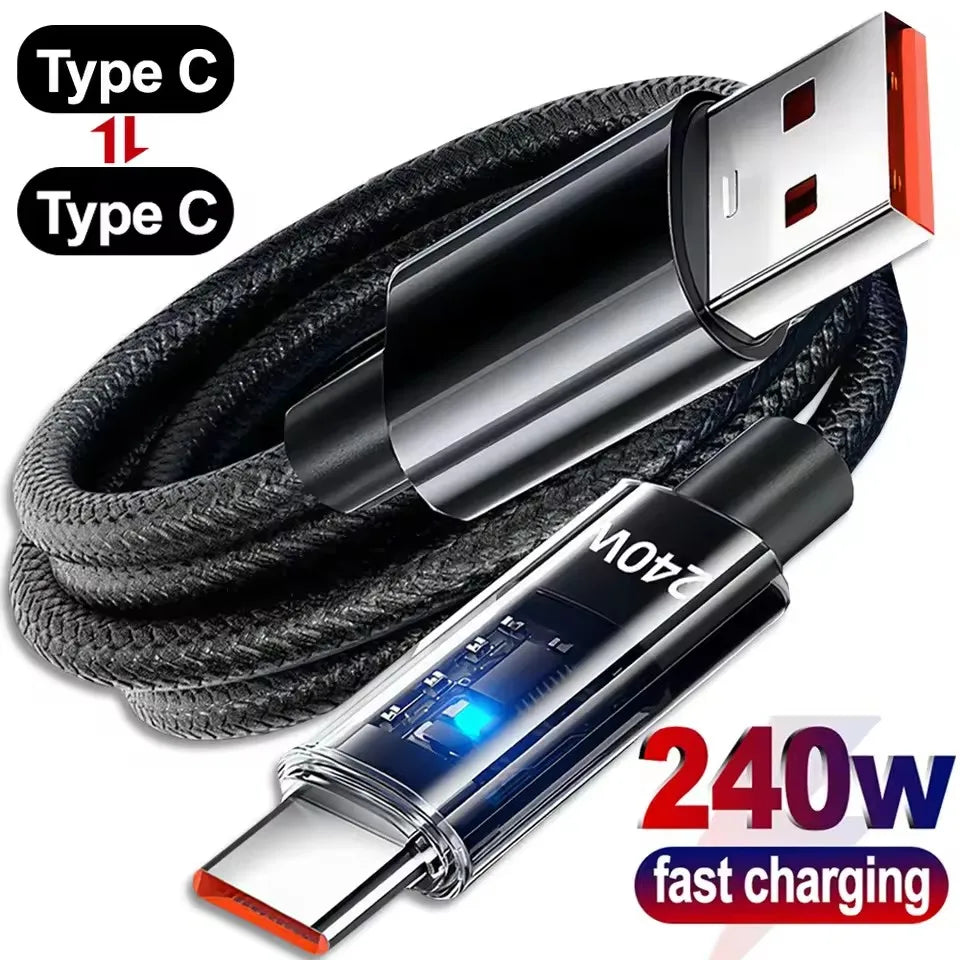 Cable USB-C 240W Digital Carga Rápida | Nylon Trenzado | iPhone/Samsung - Corporación Turística