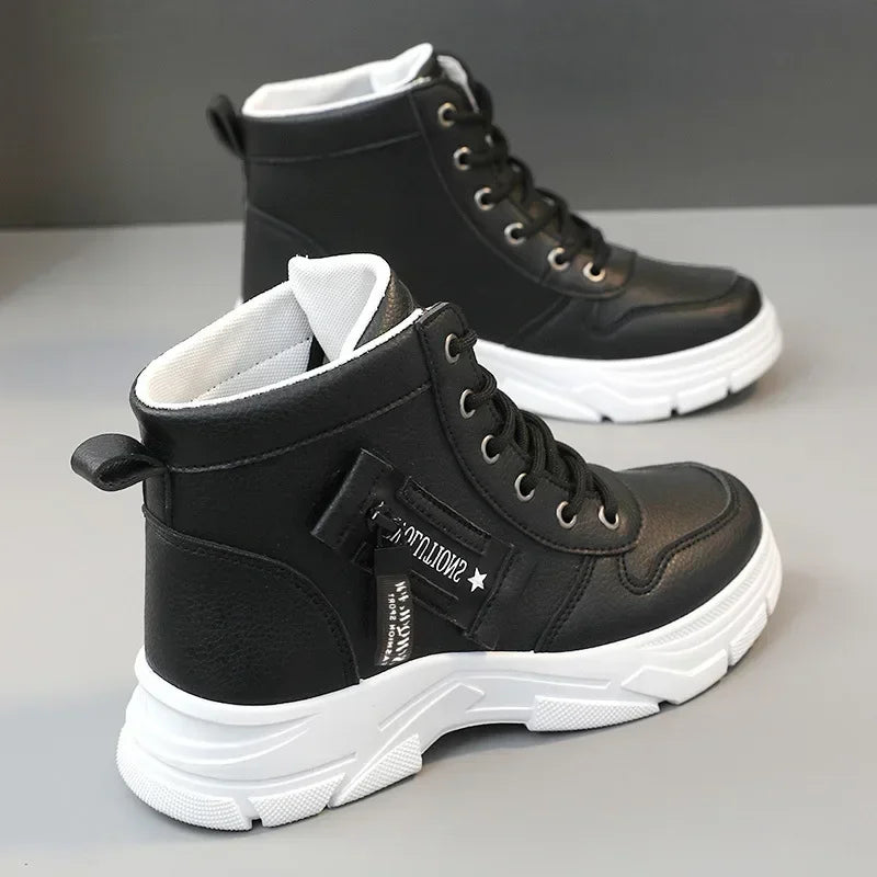 Botas de aumento de altura para mujer, Zapatos con cordon...