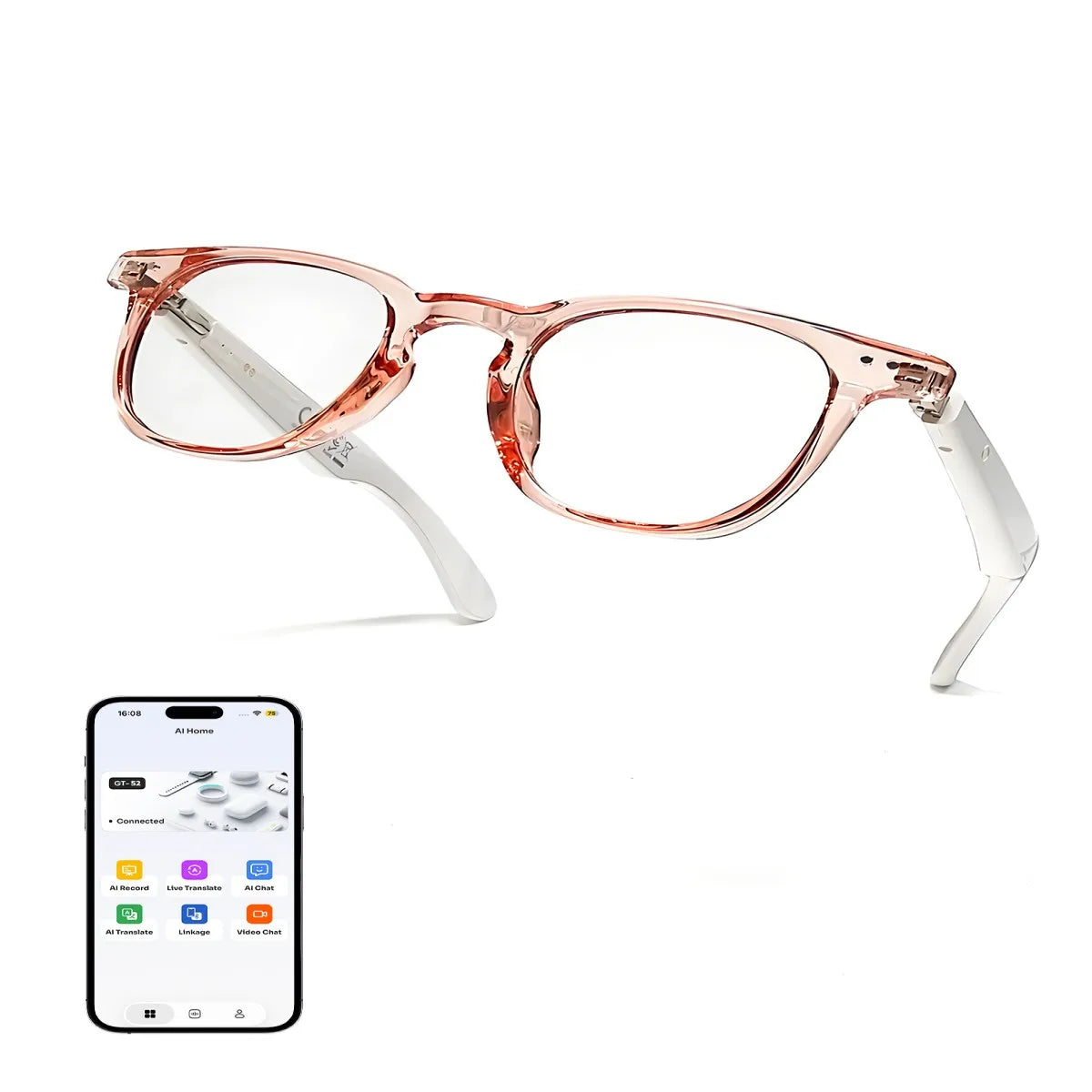 Gafas Inteligentes de Traducción Bluetooth GT52, Lentes c...