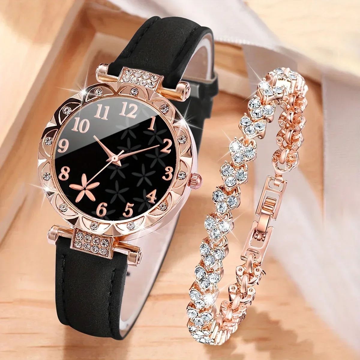 2 unids/set de reloj de cuarzo de moda con diamantes de i...