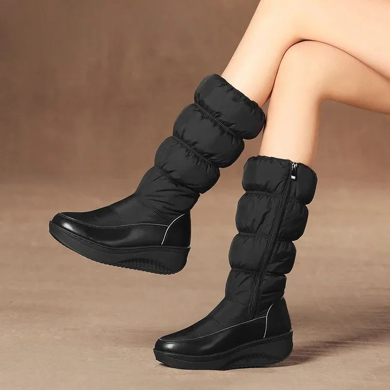 Botas de nieve impermeables para mujer, botas con platafo...