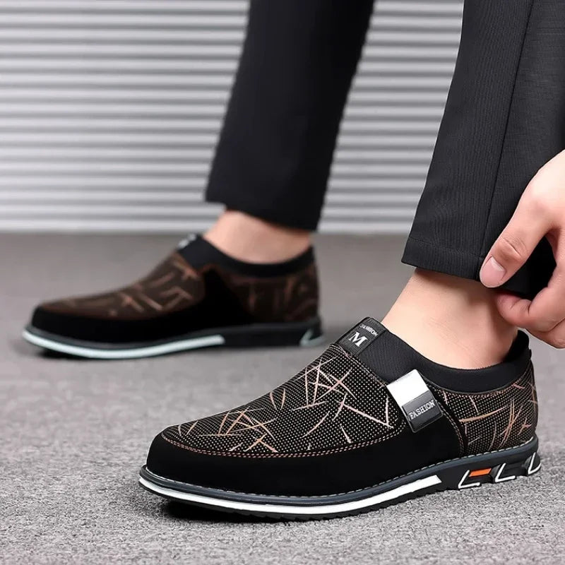 Zapatos de cuero de lujo para hombre, mocasines sin cordo...