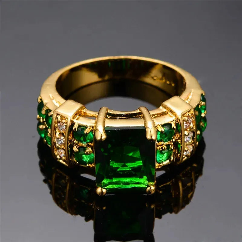 Anillo de cristal verde a la moda, anillo de boda de Colo...