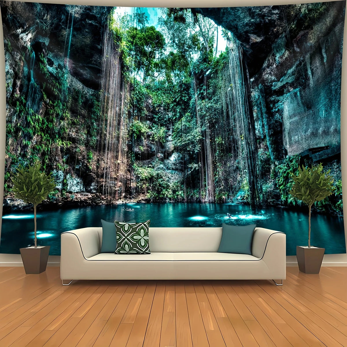 Fondo Foto 2D Poliéster Paisaje Piscina Cueva - Decoración Fiesta