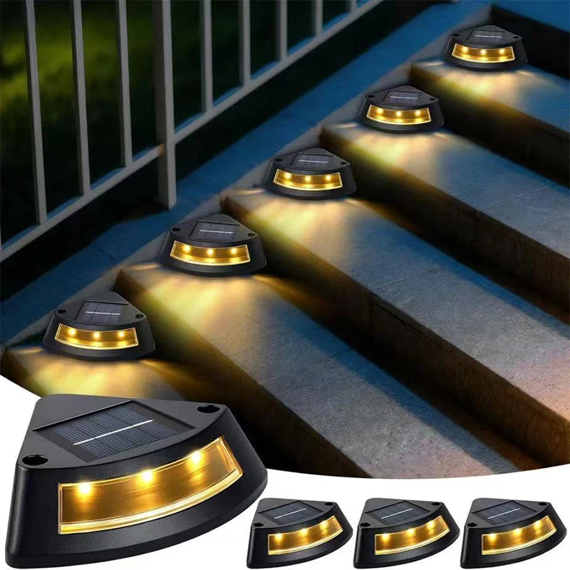 Luz solar para escaleras para exteriores, 3 luces LED par...