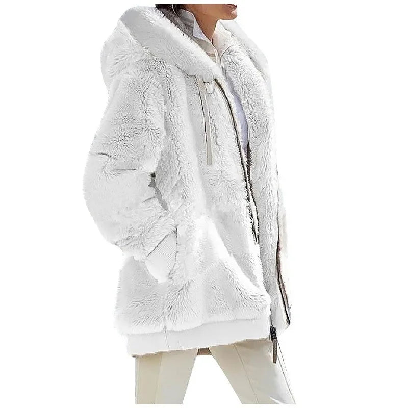 Abrigo informal con capucha y cremallera para mujer, chaq...