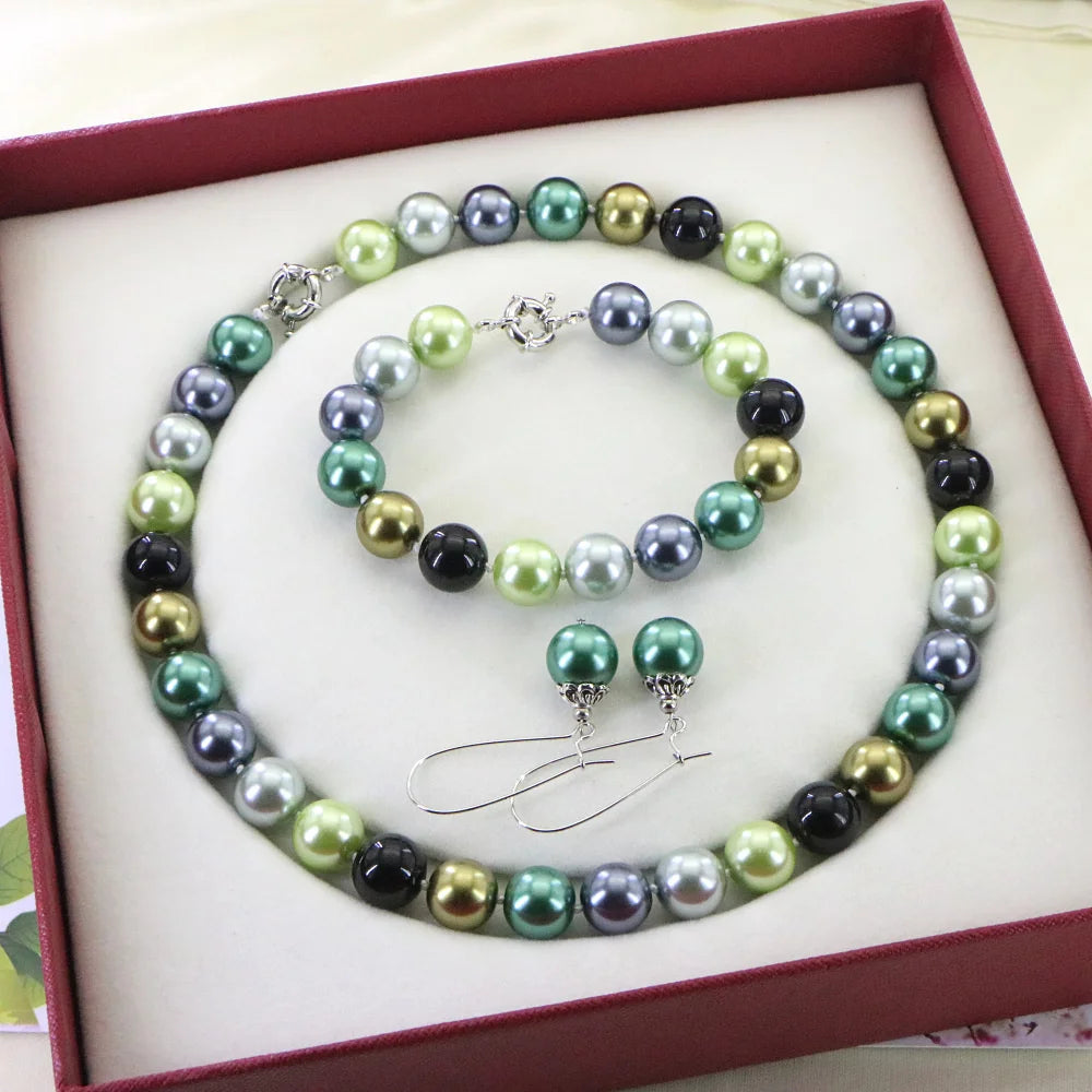 Conjunto de collar y pulsera con cuentas redondas de conc...