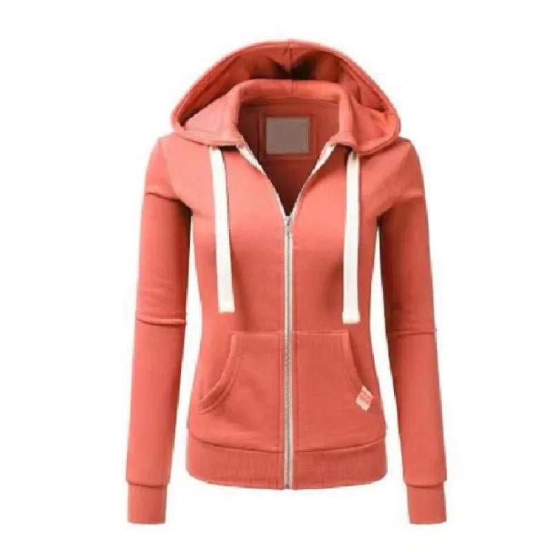 Casual women's hooded sweatshirt in urban style by Corporación Turística, featuring a comfortable fit and modern design.