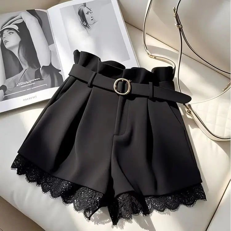 Shorts Negros de Moda para Mujer, Cintura Alta, Delgados,...