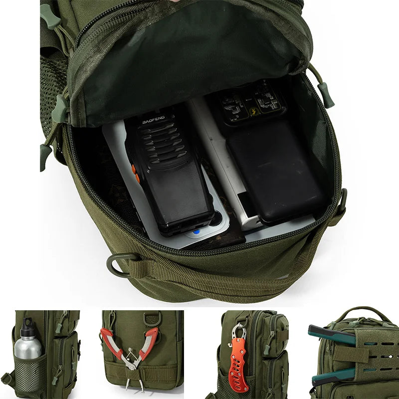 Bolsa táctica para aparejos de pesca, mochila con soporte...