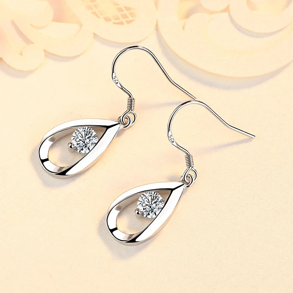 Pendientes de gota de agua de circón para mujer, aretes c...