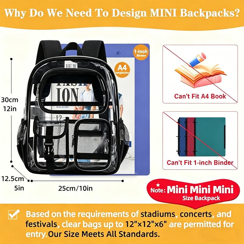 Mini Mochila Transparente para Natación, Gimnasio, Playa,...