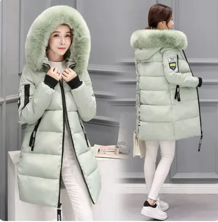 Abrigo parka de invierno para mujer con cuello de piel y ...