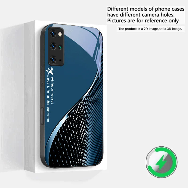 Clear MagSafe glass phone case with gradient effect, designed for iPhone, showcasing the stylish transparent design and secure fit.
