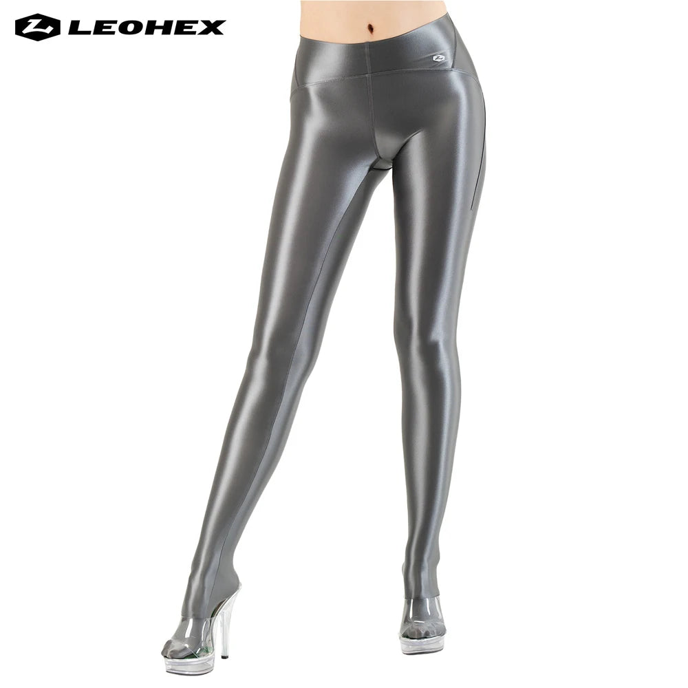 LEOHEX Pantimedias brillantes y sedosas de cintura alta p...