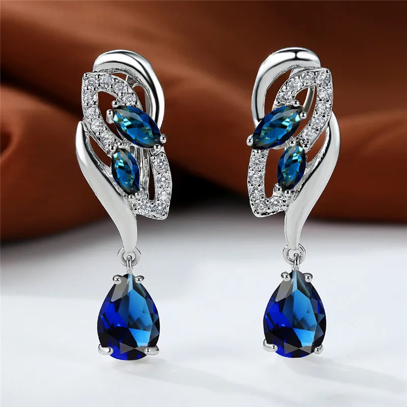 Pendiente de piedra de arcoíris azul de lujo para mujer, ...