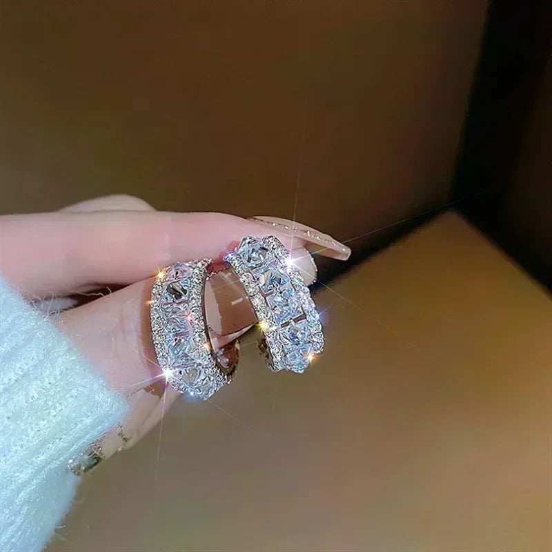 Nuevos pendientes cuadrados de circonita de cristal marró...