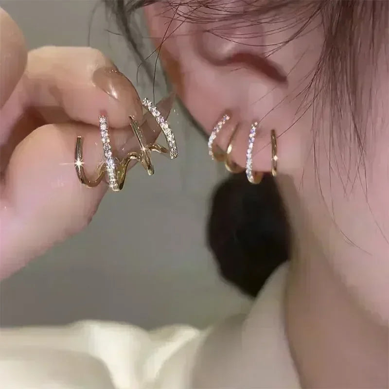 Nuevos pendientes cuadrados de circonita de cristal marró...