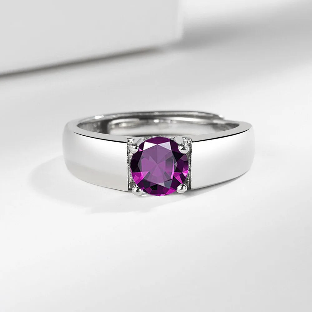 Anillo de Plata de Ley 925 con Moissanita para Hombre, Co...