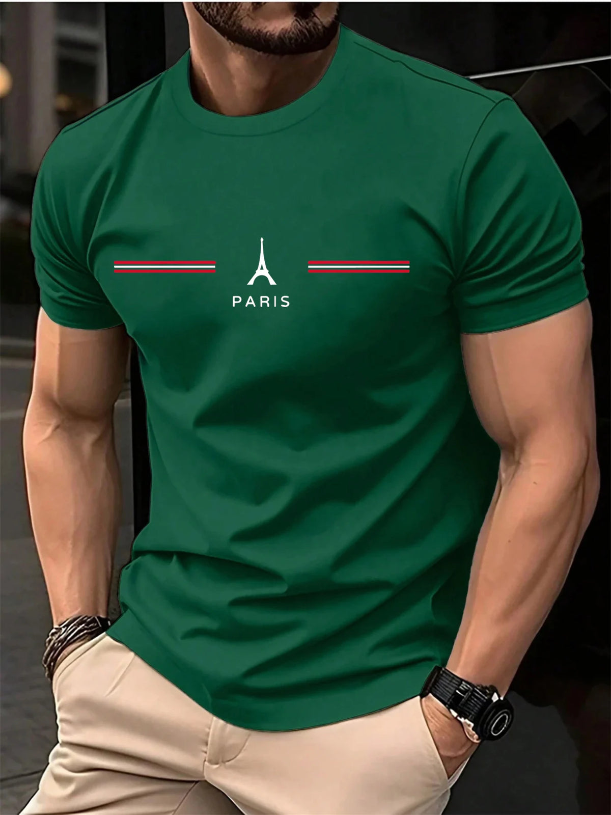Camiseta París Algodón Hombre Cuello Redondo Oversize Casual - Corporación Turística