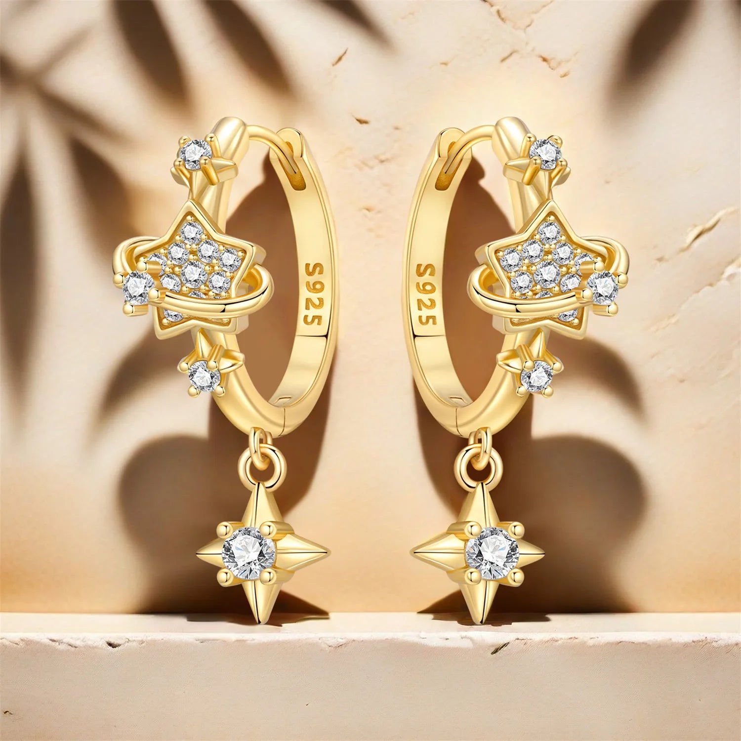 Pendientes Orstarry de Plata de Ley 925 con estrellas bri...