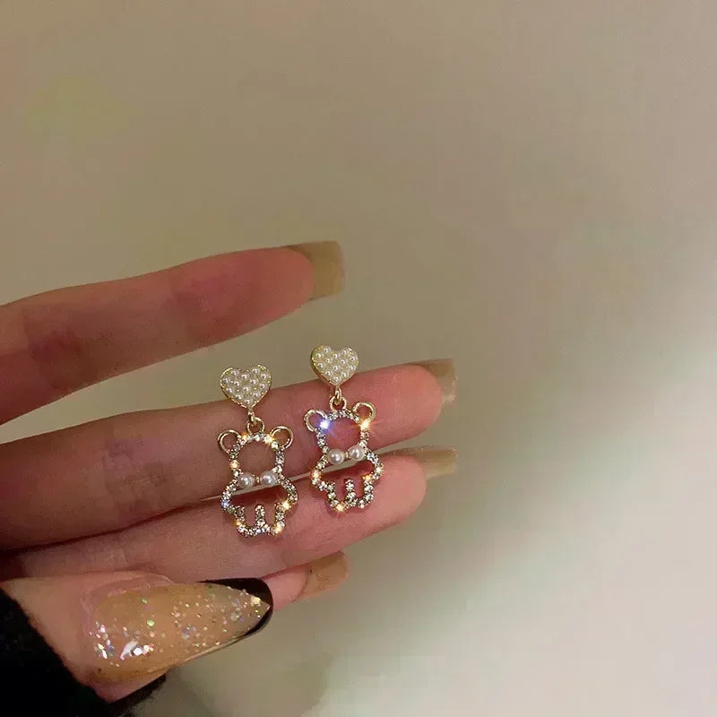Nuevos pendientes cuadrados de circonita de cristal marró...