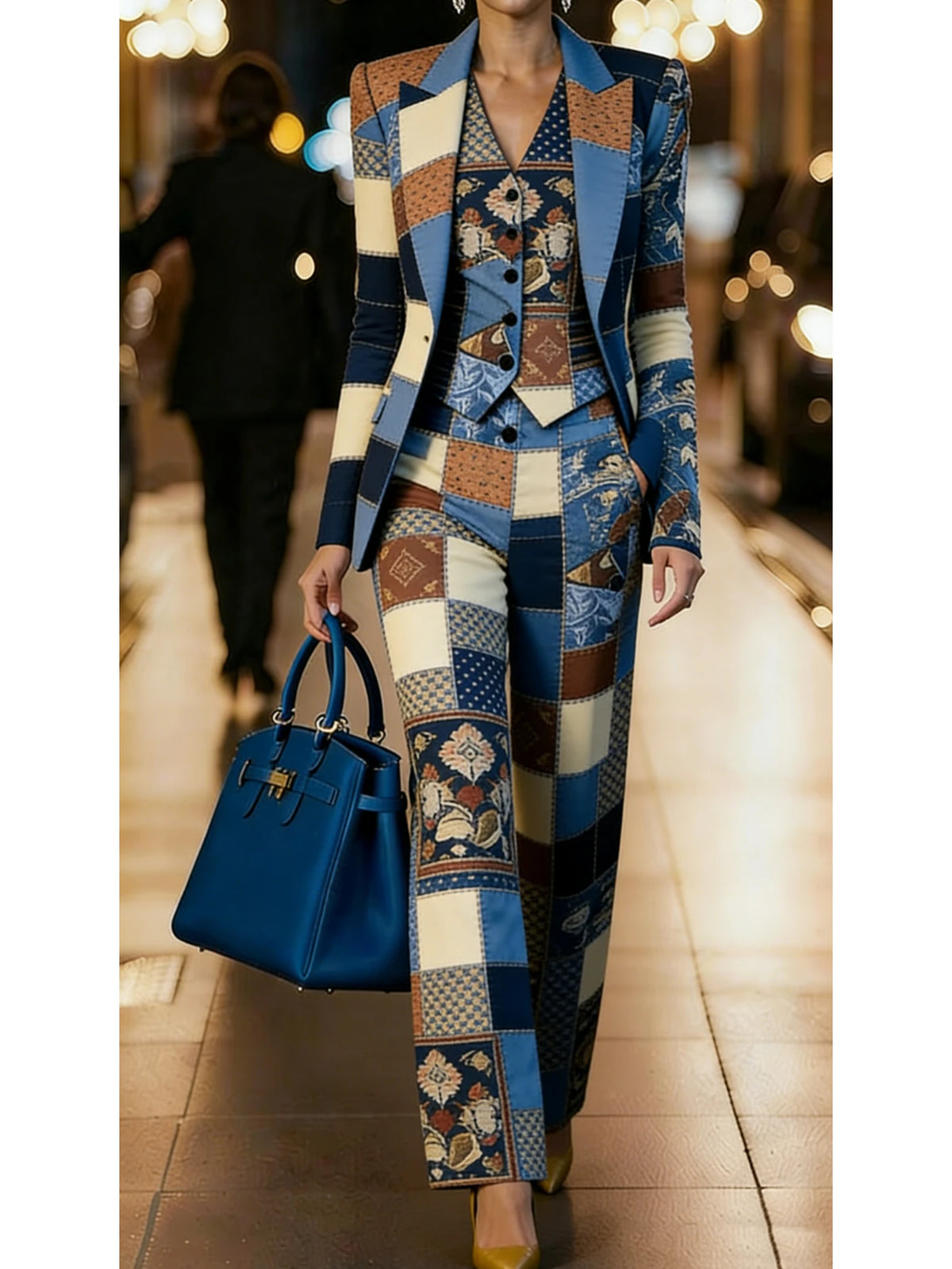 Conjunto de tres piezas para mujer, blazer con estampado ...