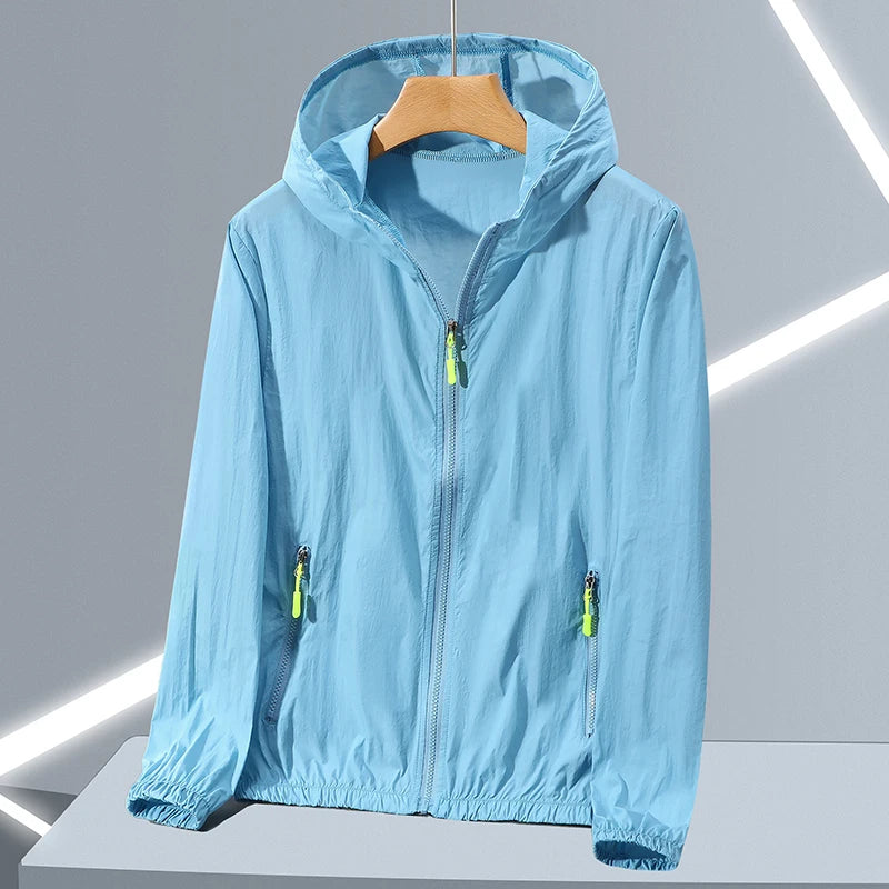Lightweight ice silk sun protection jacket from Corporación Turística, shown in soft, breathable fabric with a sleek, fitted design.
