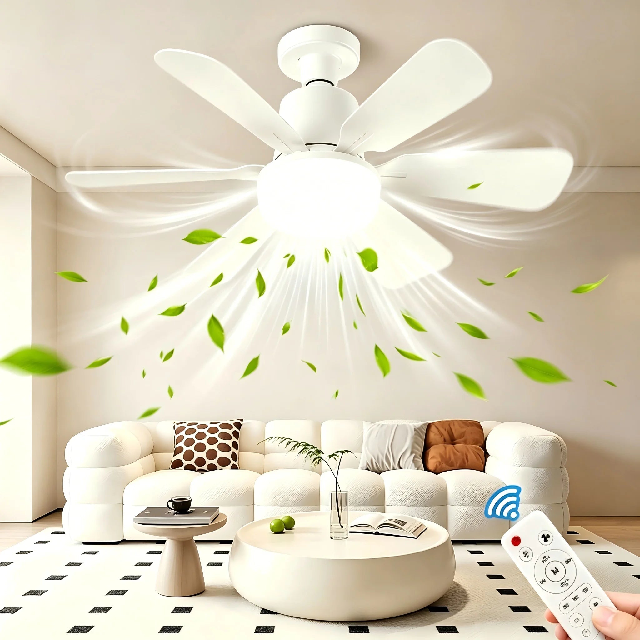 Ventilador Techo LED 40W E27 con Control Remoto - Silencioso y Moderno