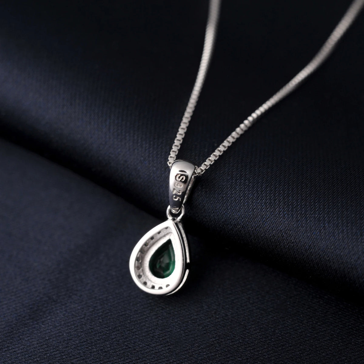 Collar con Colgante de Plata de Ley 925 con Esmeralda Nan...