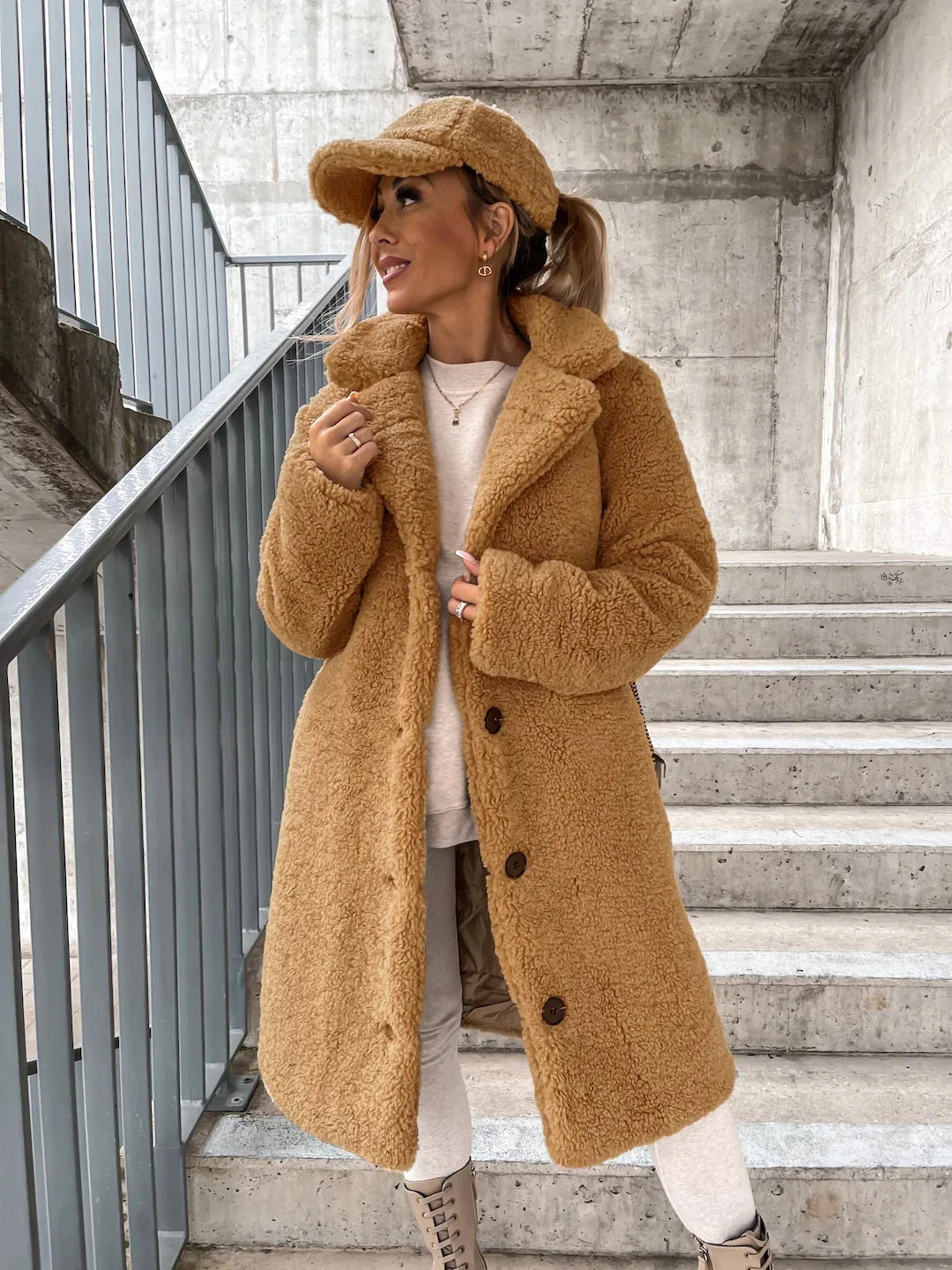 2025 Otoño e Invierno nueva moda abrigo largo de mujer de...