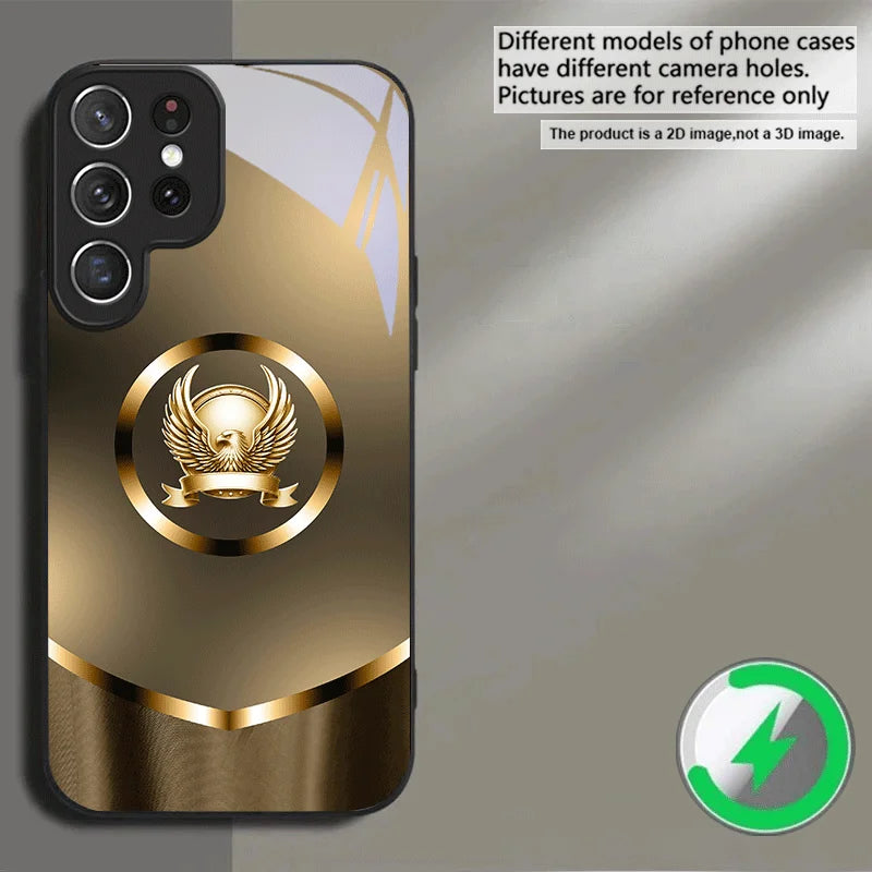 Clear phone case with gold gradient design from Corporación Turística, showcasing a sleek, transparent cover with elegant gold accents.