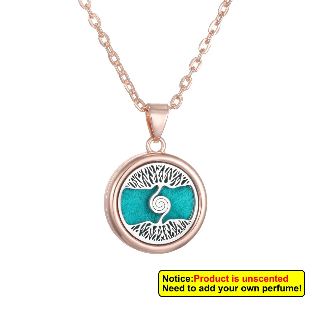 Nueva flor árbol de la vida aromaterapia difusor collar A...