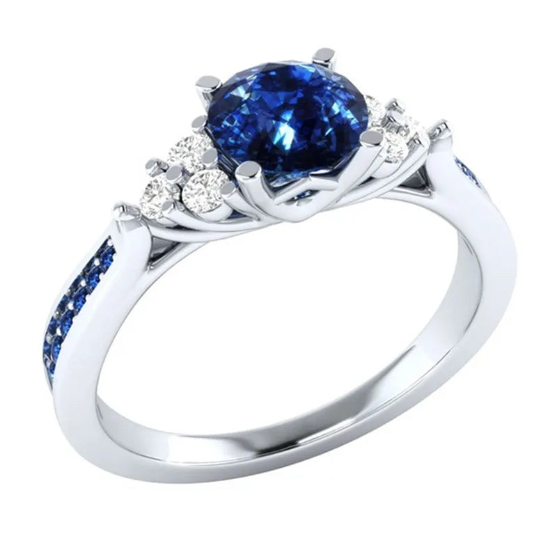 Anillo de plata de ley S925 con zafiro Natural auténtico ...