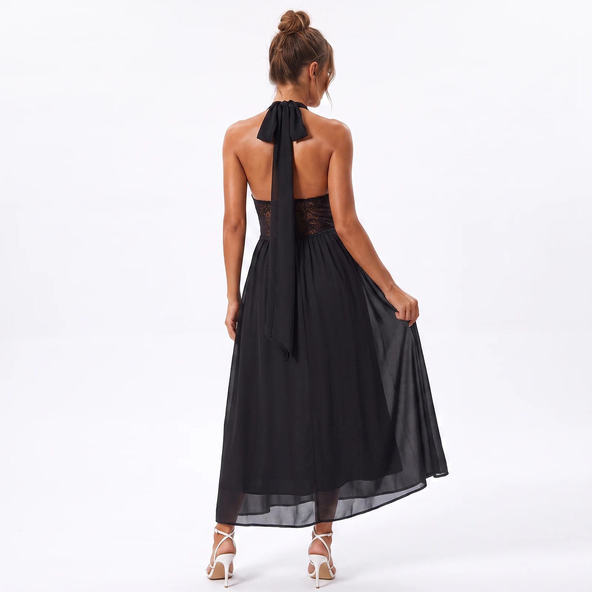 Vestido Halter Largo para Mujer, Elegante, Sin Mangas, co...