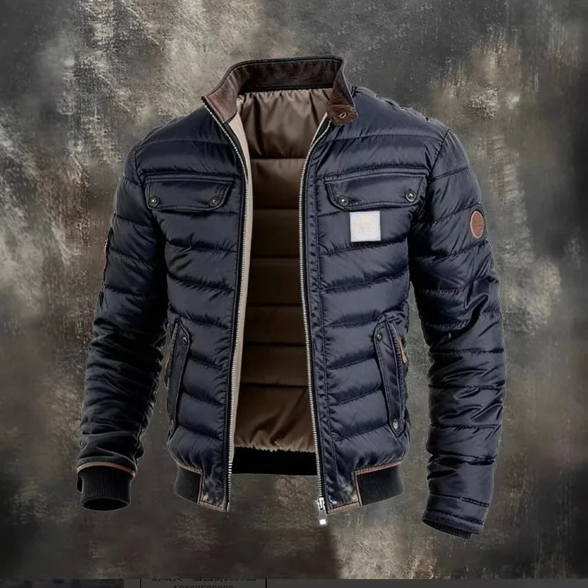Chaqueta Algodón Hombre Cuello Alto Cálida Invierno 2026 Casual