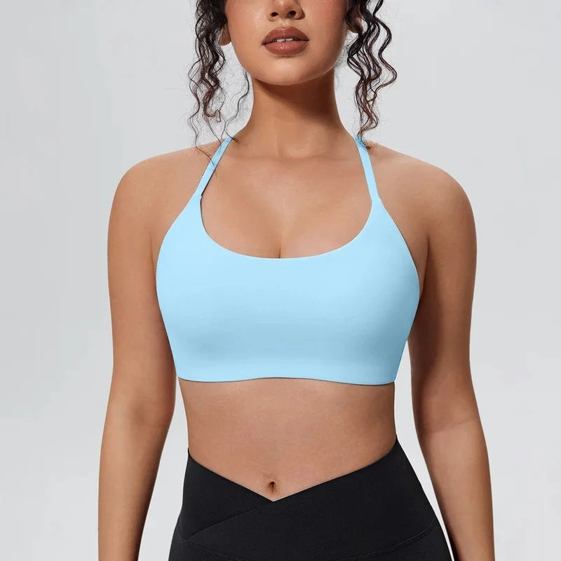 Sujetador deportivo de yoga para mujer, color liso, trans...