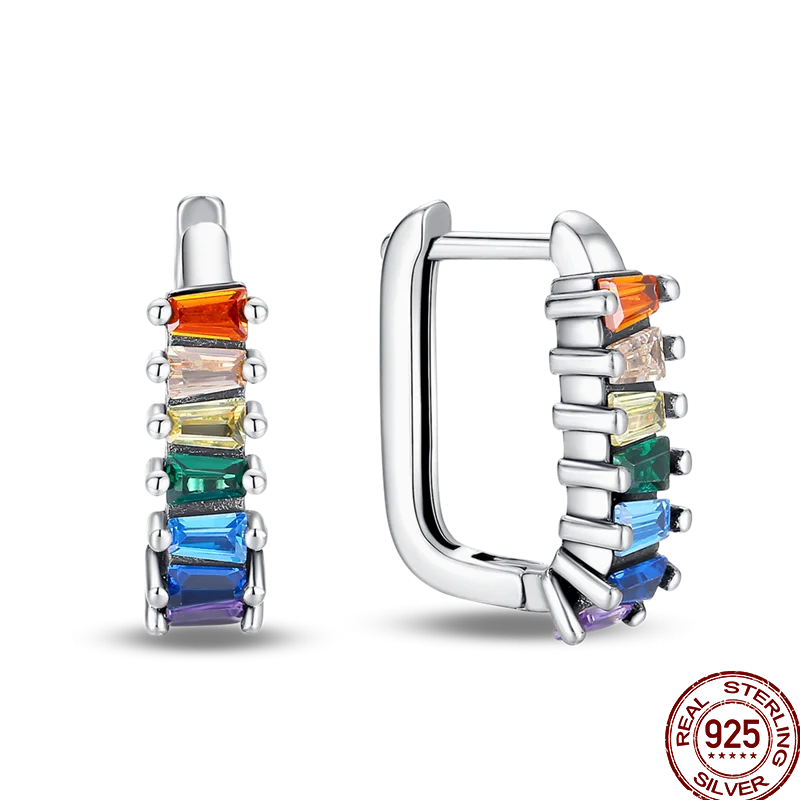 Pendientes Plata de Ley 925 coloridos pendientes de circó...