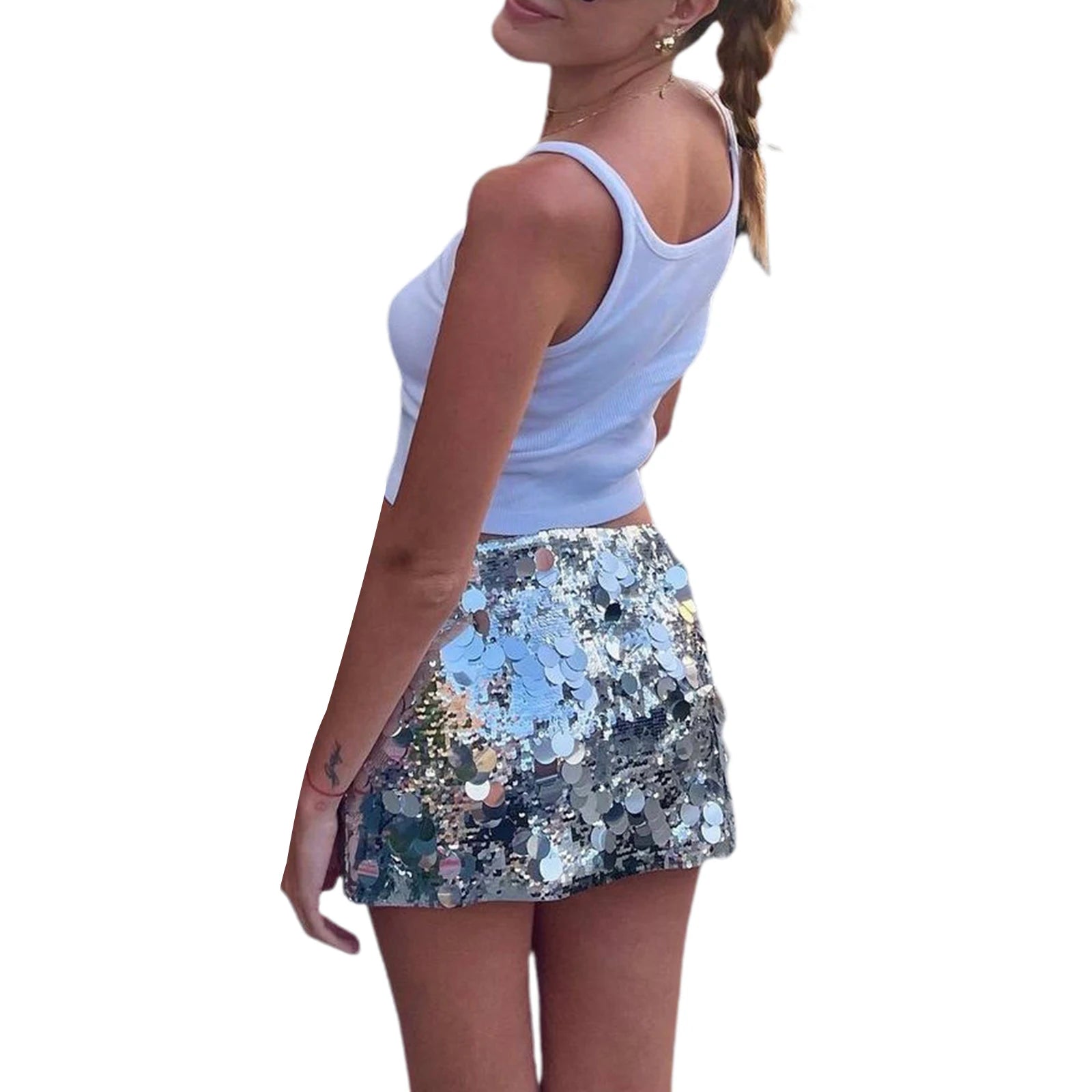 Falda Brillante de Lentejuelas para Mujer, Estilo Casual,...