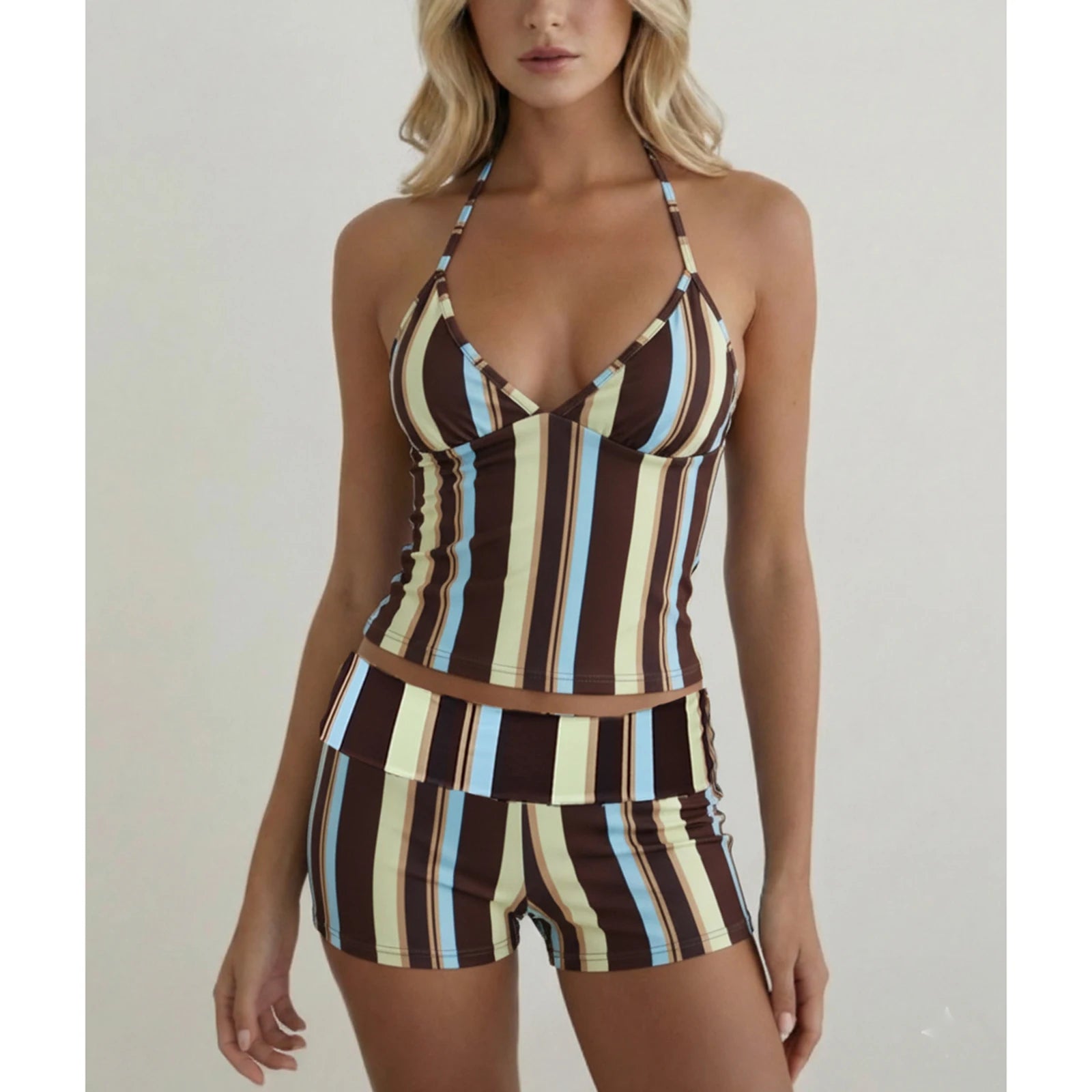 Conjunto de ropa de verano para mujer, 2 piezas, ajustado...
