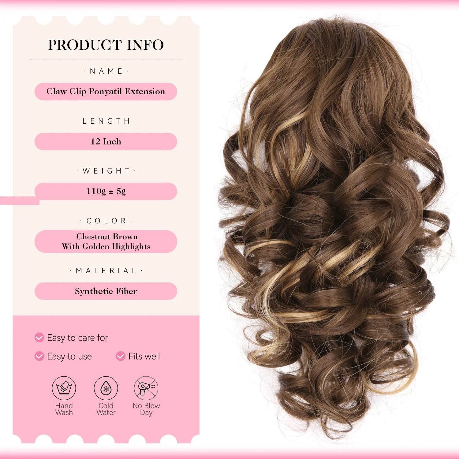 Extensiones de cabello de cola de caballo con garra ondul...