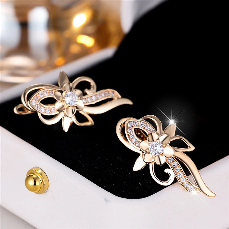 Pendientes de aro con forma de flor de piedra de circón b...