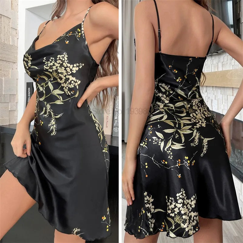 Silk satin chemise for women with kimono-style bathrobe, featuring elegant design and smooth fabric for comfortable sleepwear.