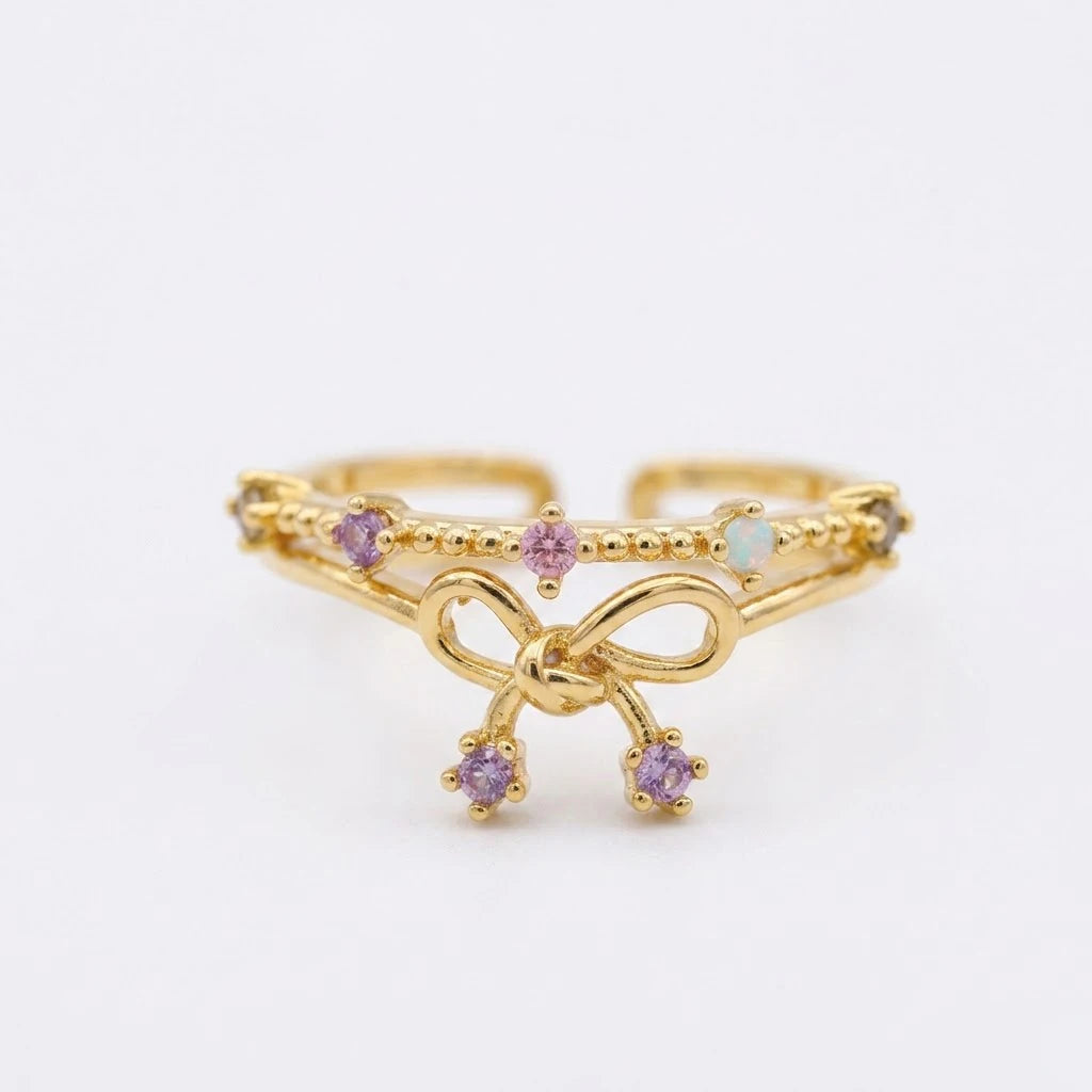 Anillo Flor Circon Colorido Ajustable Mujer Moda Vintage Regalo Joyería