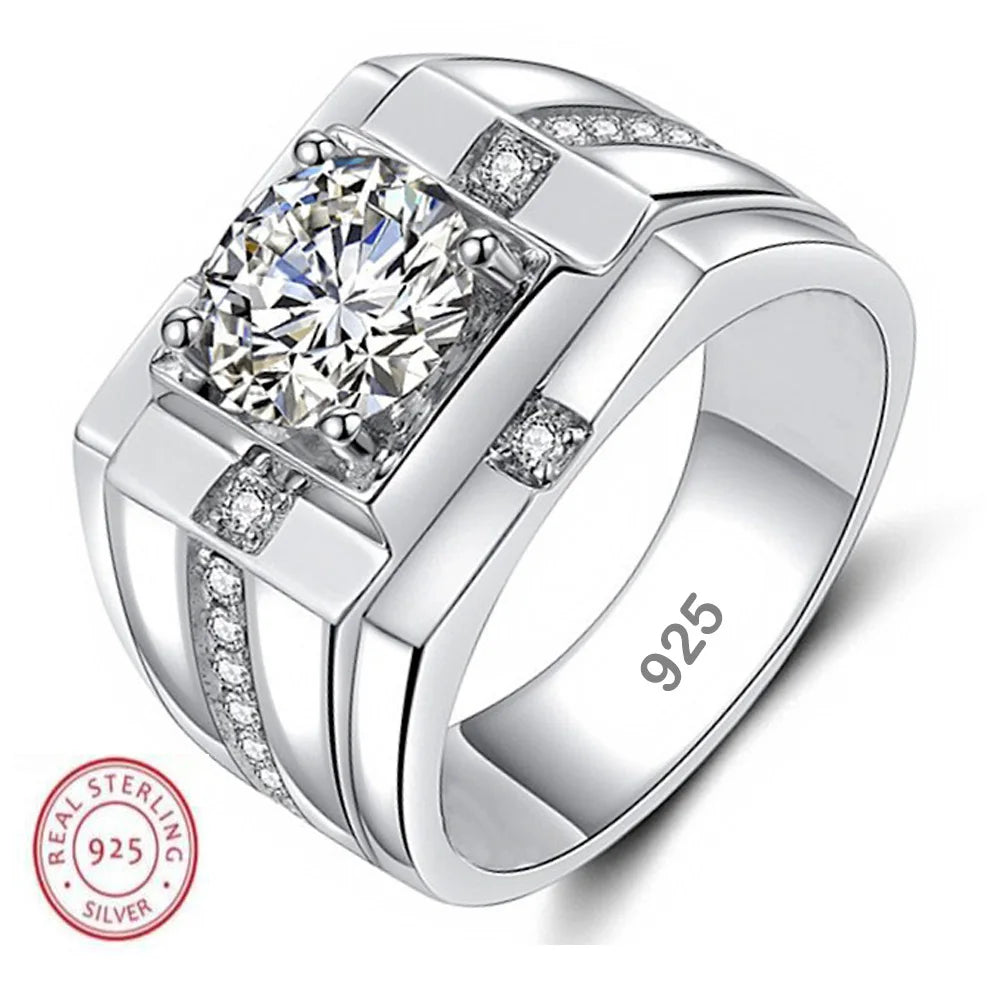 Anillo de Plata de Ley 925 con Circonita 5A, Lujoso y de ...