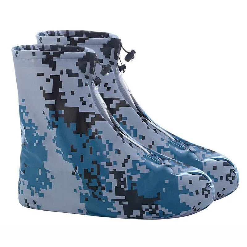 Silicone waterproof shoe cover for men and women, durable and flexible, protects footwear from rain and mud.