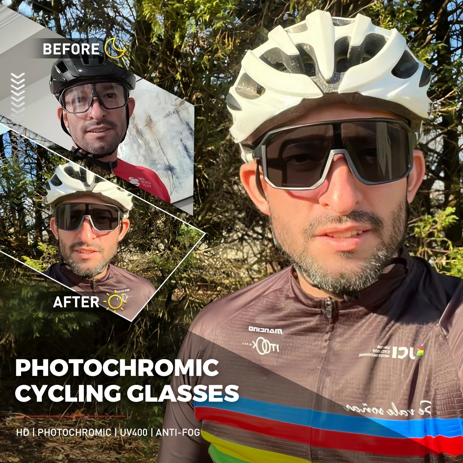 SCVCN Gafas Fotocromáticas Ciclismo UV400 Deportivas Unisex