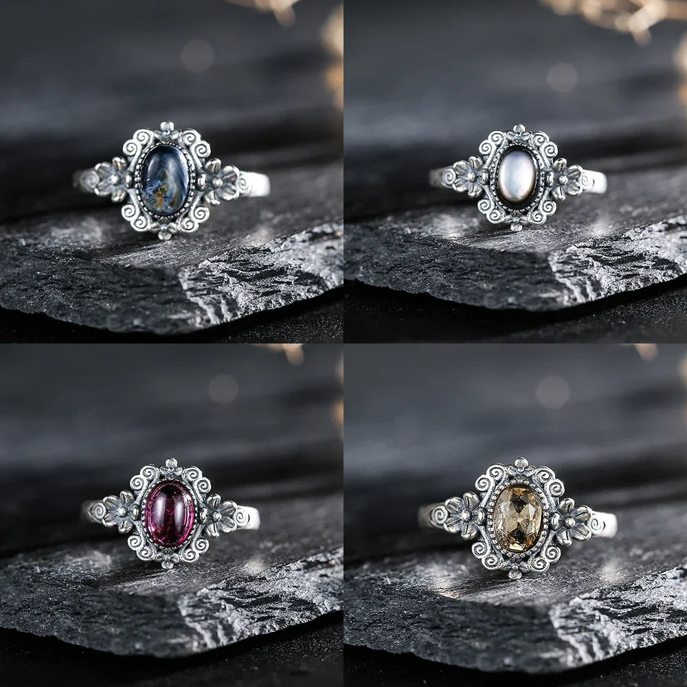Anillo de Plata de Ley 925 Auténtica con Amatista de 7x5m...