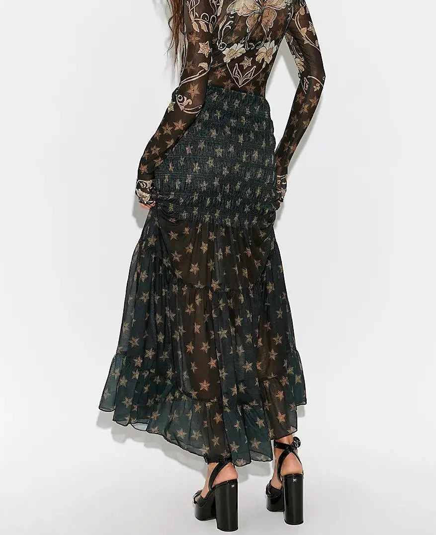 Faldas Fluidas Elegantes para Mujer, Falda Larga con Vola...